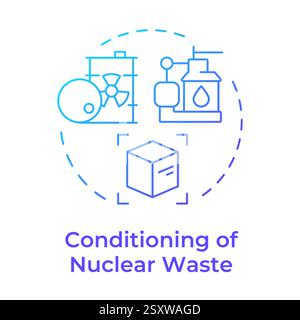 Conditioning of nuclear waste blue gradient concept icon Stock Vector