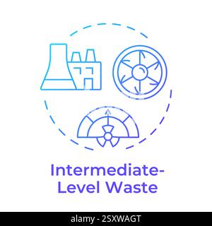 Intermediate level waste blue gradient concept icon Stock Vector