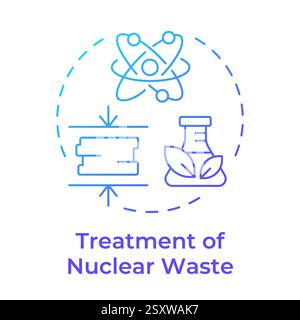Treatment of nuclear waste blue gradient concept icon Stock Vector