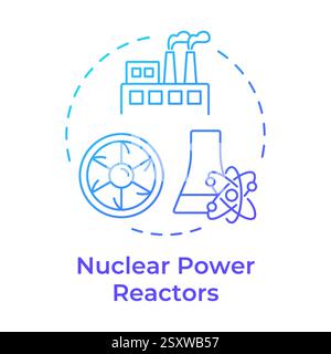 Nuclear power reactors blue gradient concept icon Stock Vector