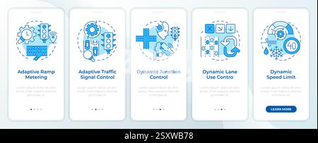 Traffic management strategies blue onboarding mobile app screen Stock Vector