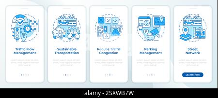 Benefits of traffic management blue onboarding mobile app screen Stock Vector