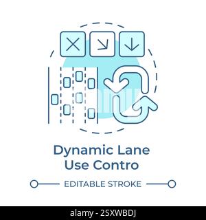 Dynamic lane use control soft blue concept icon Stock Vector