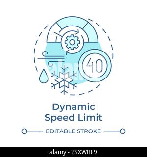 Dynamic speed limit soft blue concept icon Stock Vector