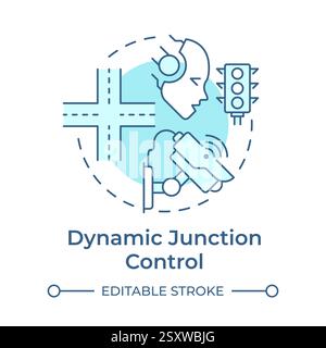 Dynamic junction control soft blue concept icon Stock Vector