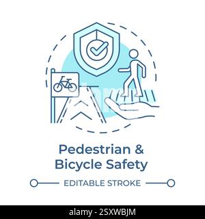 Pedestrian and bicycle safety soft blue concept icon Stock Vector
