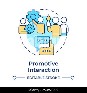 Promotive interaction multi color concept icon Stock Vector