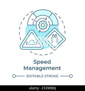 Speed management soft blue concept icon Stock Vector