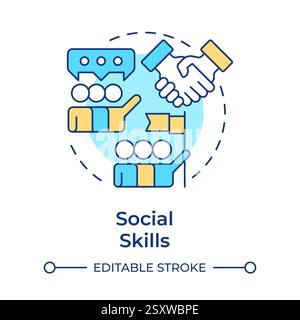Social skills multi color concept icon Stock Vector