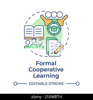 Formal cooperative learning multi color concept icon Stock Vector
