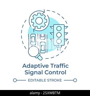 Adaptive traffic signal control soft blue concept icon Stock Vector