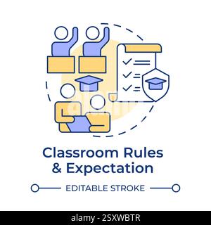 Classroom rules and expectation multi color concept icon Stock Vector