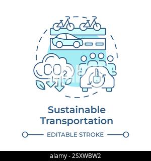 Sustainable transport soft blue concept icon Stock Vector