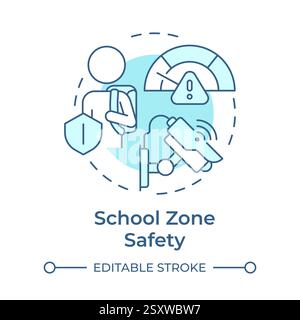 School zone safety soft blue concept icon Stock Vector