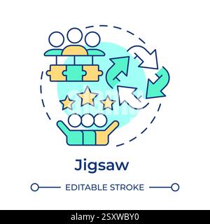 Jigsaw multi color concept icon Stock Vector