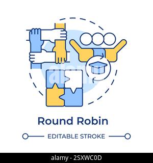 Round robin multi color concept icon Stock Vector