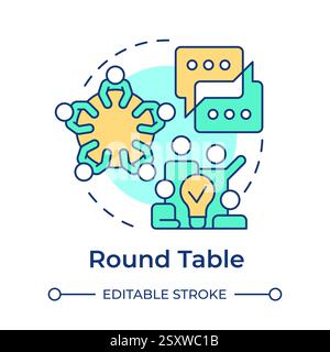Round table multi color concept icon Stock Vector