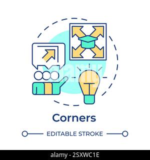 Corners multi color concept icon Stock Vector