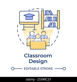 Classroom design multi color concept icon Stock Vector