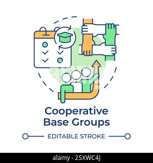 Cooperative base groups multi color concept icon Stock Vector