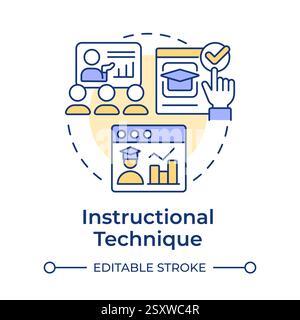Instructional technique multi color concept icon Stock Vector