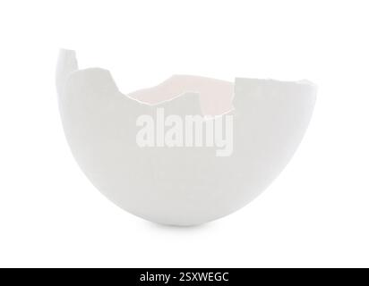One piece of broken eggshell isolated on white Stock Photo