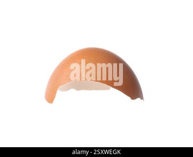 Piece of cracked eggshell isolated on white Stock Photo