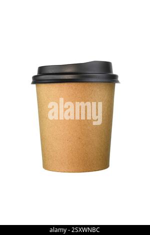 Take-out coffee in thermo cup. Isolated on a white. cardboard disposable cup for coffee isolated on white background.Empty paper cup for coffee. Stock Photo