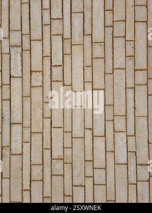 Top-Down, Close-Up of Beige Lime Stone Brick Pavement in Saudi Arabia Stock Photo