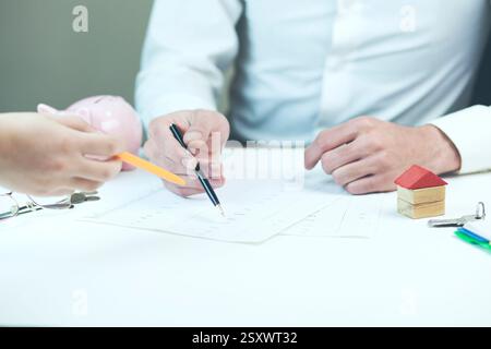 Two young architects at the office in the meeting Stock Photo