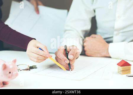 Two young architects at the office in the meeting Stock Photo