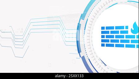 Image of firewall icon over network of connections Stock Photo