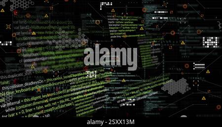 Image of shapes moving over data processing Stock Photo