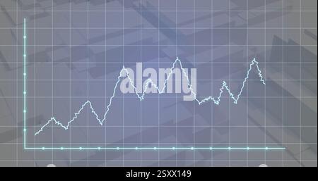 Image of diagrams over white shapes moving Stock Photo