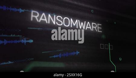 Image of ransomware text over network of connections with data Stock Photo