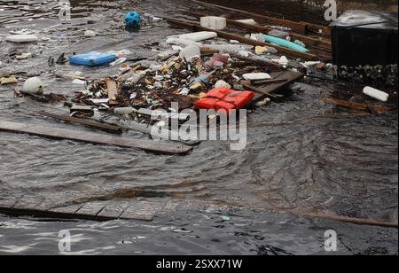 Trash and Debris in Bradenton Florida after Hurricane Milton. Manatee River Debris Stock Photo