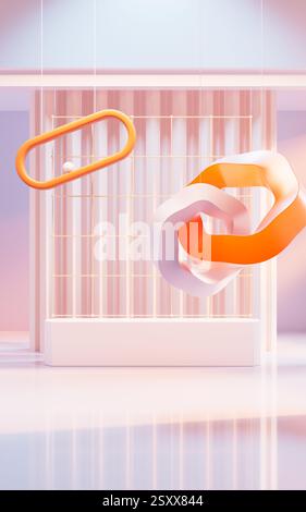 Empty building structure with creative curve geometries, 3d rendering. 3D illustration. Stock Photo
