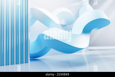 Empty building structure with creative curve geometries, 3d rendering. 3D illustration. Stock Photo