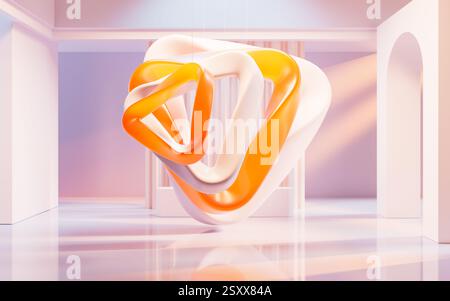 Empty building structure with creative curve geometries, 3d rendering. 3D illustration. Stock Photo