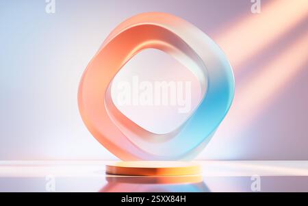Empty stage with creative curve geometries, 3d rendering. 3D illustration. Stock Photo