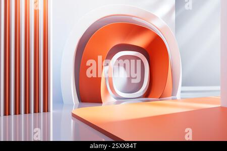 Empty building structure with creative curve geometries, 3d rendering. 3D illustration. Stock Photo