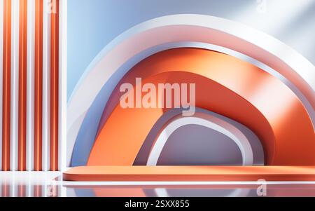 Empty building structure with creative curve geometries, 3d rendering. 3D illustration. Stock Photo