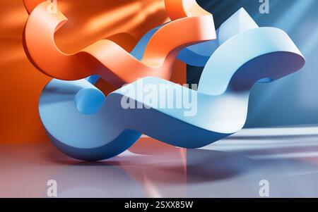 Empty building structure with creative curve geometries, 3d rendering. 3D illustration. Stock Photo