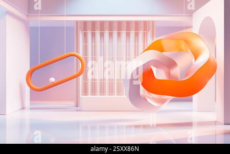 Empty building structure with creative curve geometries, 3d rendering. 3D illustration. Stock Photo