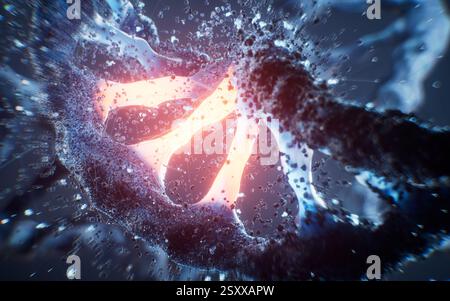 Biological DNA structure with bioengineering concept, 3d rendering. 3D illustration. Stock Photo