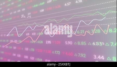 Stock market data and fluctuating graphs image over financial statistics Stock Photo