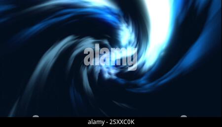 Image of bats flying and blue light trails spinning on black background Stock Photo