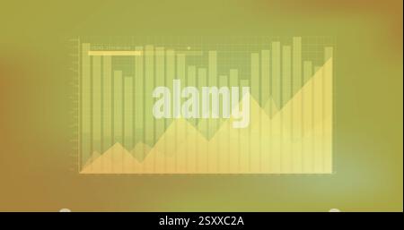 Image of financial data processing over yellow background Stock Photo