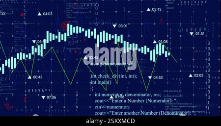 Image of data processing over diagram Stock Photo