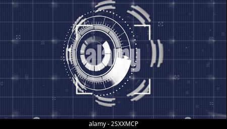 Image of scope scanning and data processing over squares Stock Photo